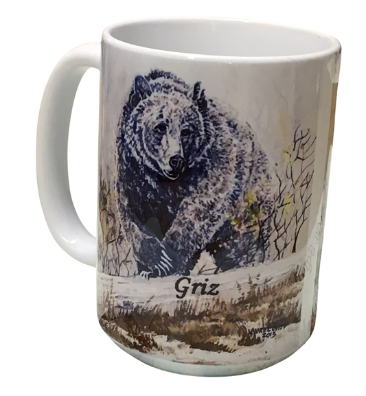 Griz - Montana Artist - Laurel Ovitt - 15oz Mug