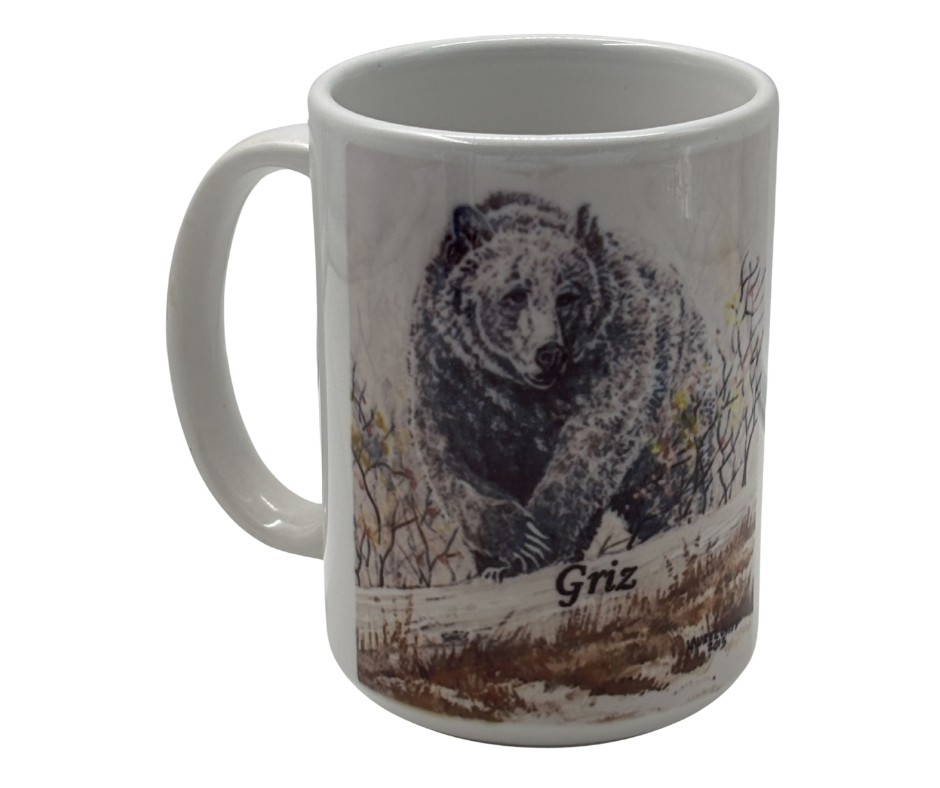 Griz Coffee Mugs  -  Montana Artist Laurel Ovitt