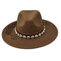 Brown cowboy hat with decorative band on a white background