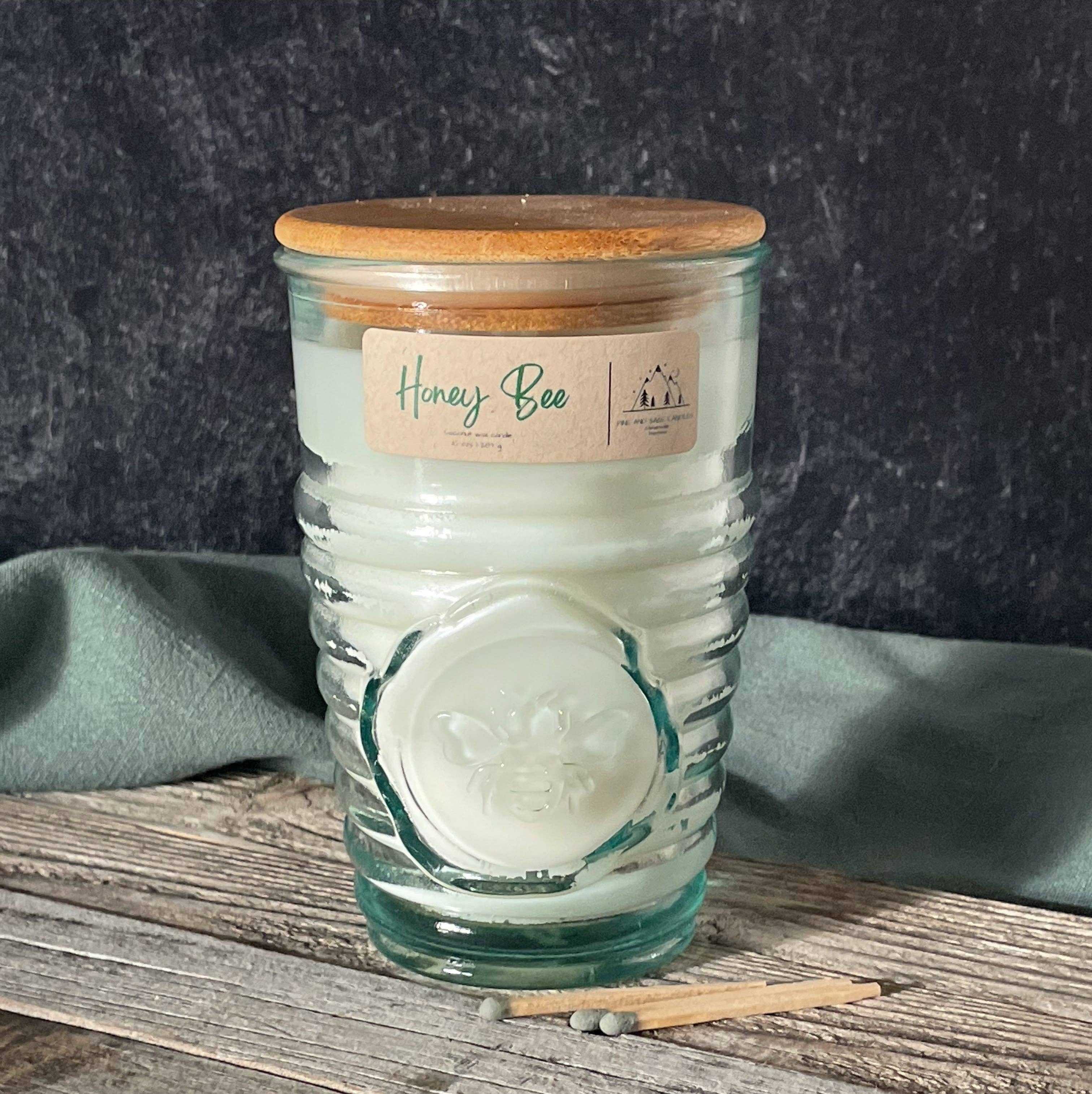 Pine and Sage - 10 oz - 100% Recycled Glass Candle/ Bamboo Lid