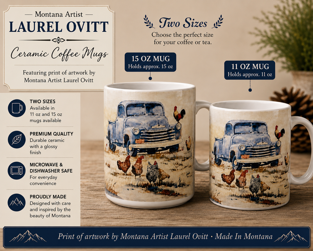 Vintage Truck Coffee Mugs - Montana Artist Laurel Ovitt