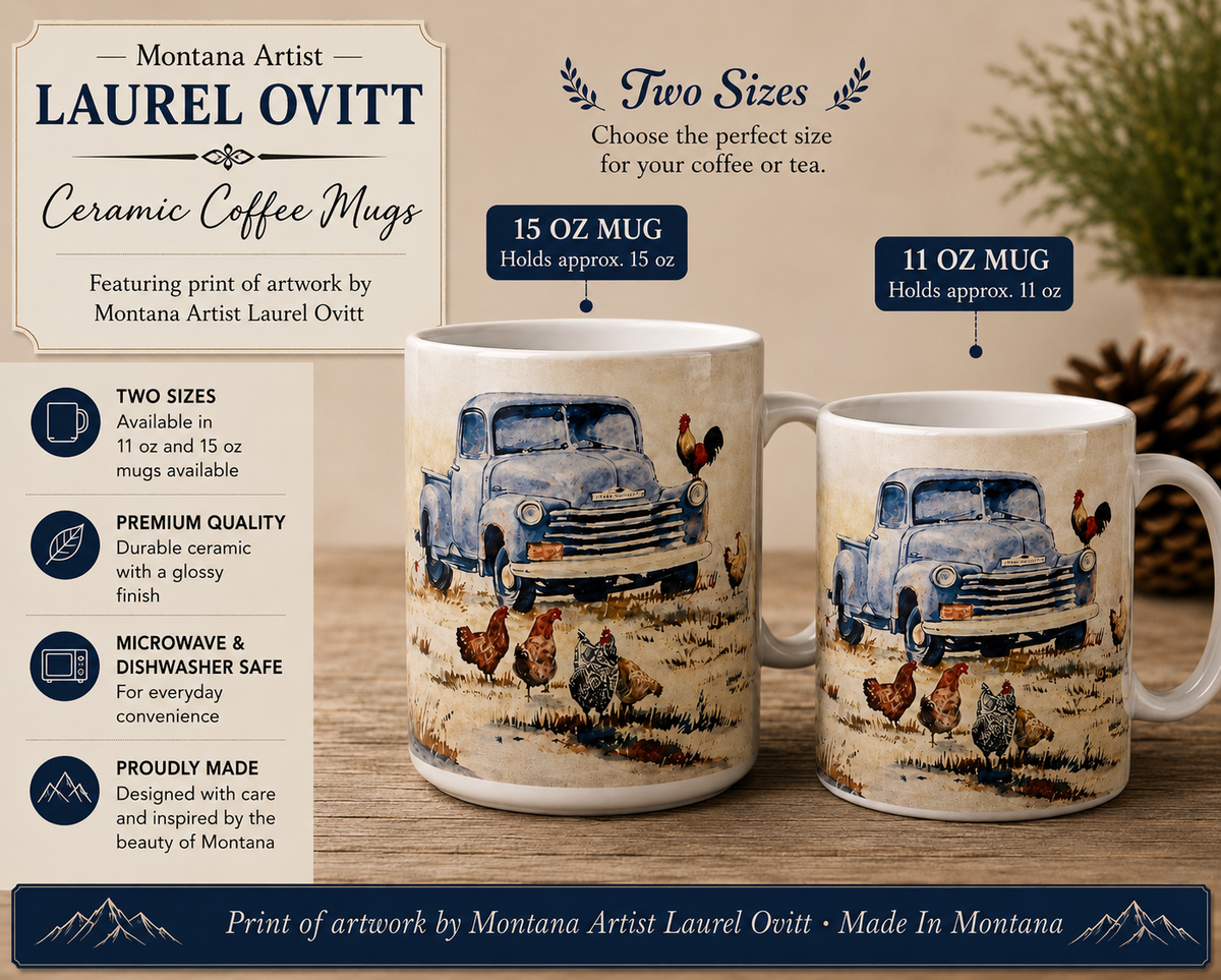 Vintage Truck Coffee Mugs - Montana Artist Laurel Ovitt