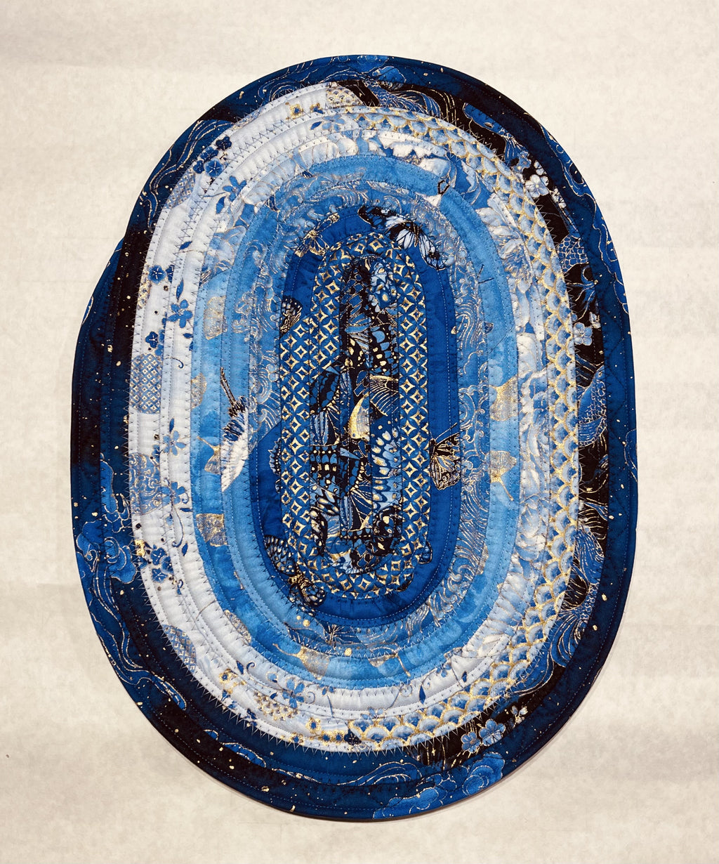 Bright Blue Platter Handmade Rug