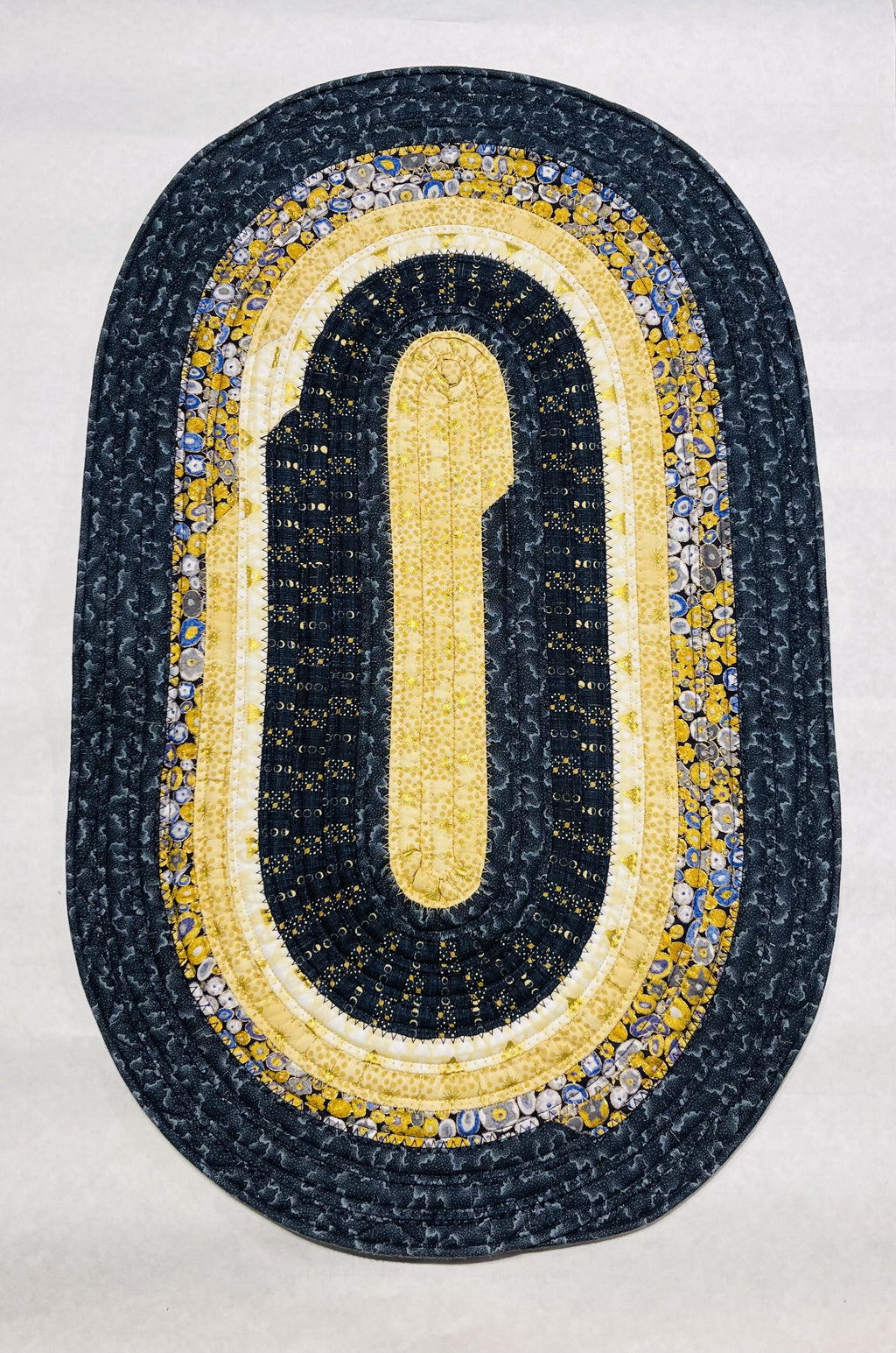Navy Blue & Yellow Handmade Rug