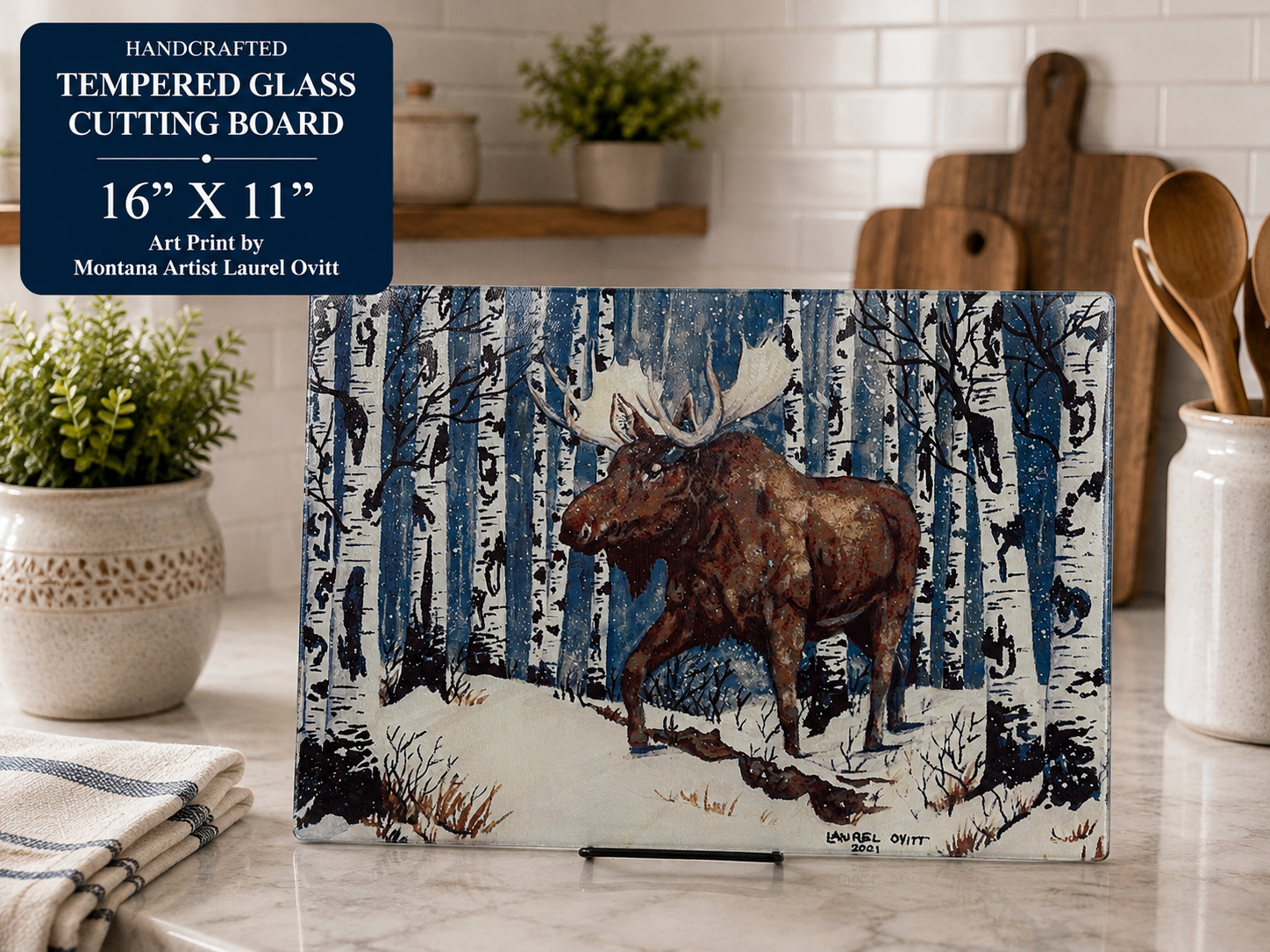 Cutting Board - Large Wildlife - Tempered Glass