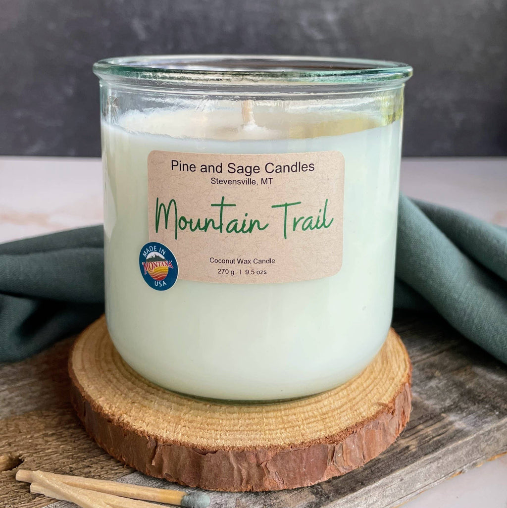 Pine and Sage - 10 oz - 100% Recycled Glass Candle/ Bamboo Lid