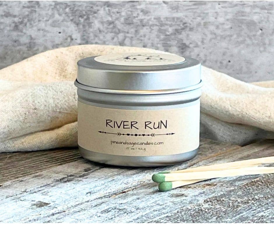 Pine and Sage. Silver Matte Candle Tin: 2 oz