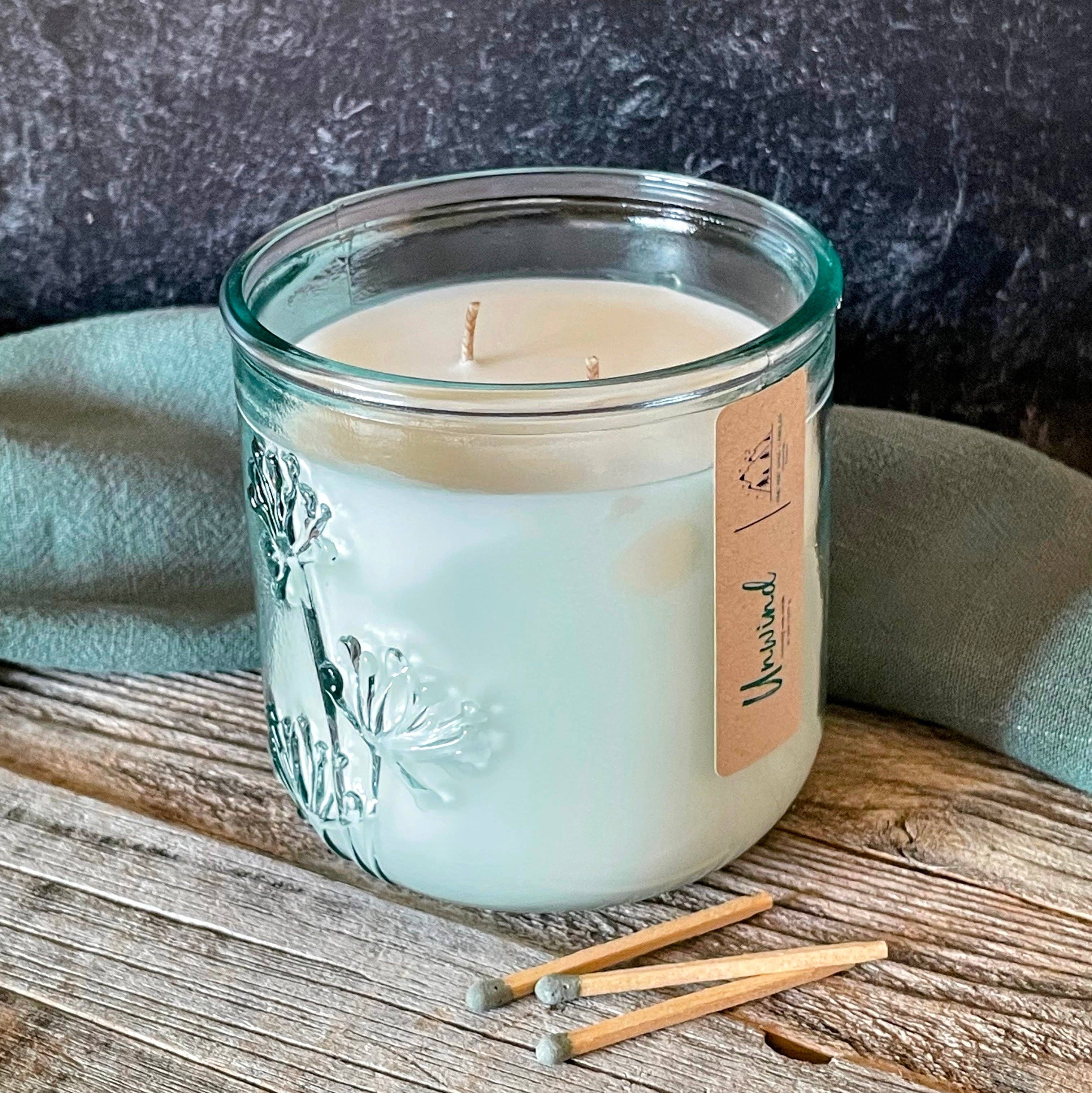 Pine and Sage - 10 oz - 100% Recycled Glass Candle/ Bamboo Lid