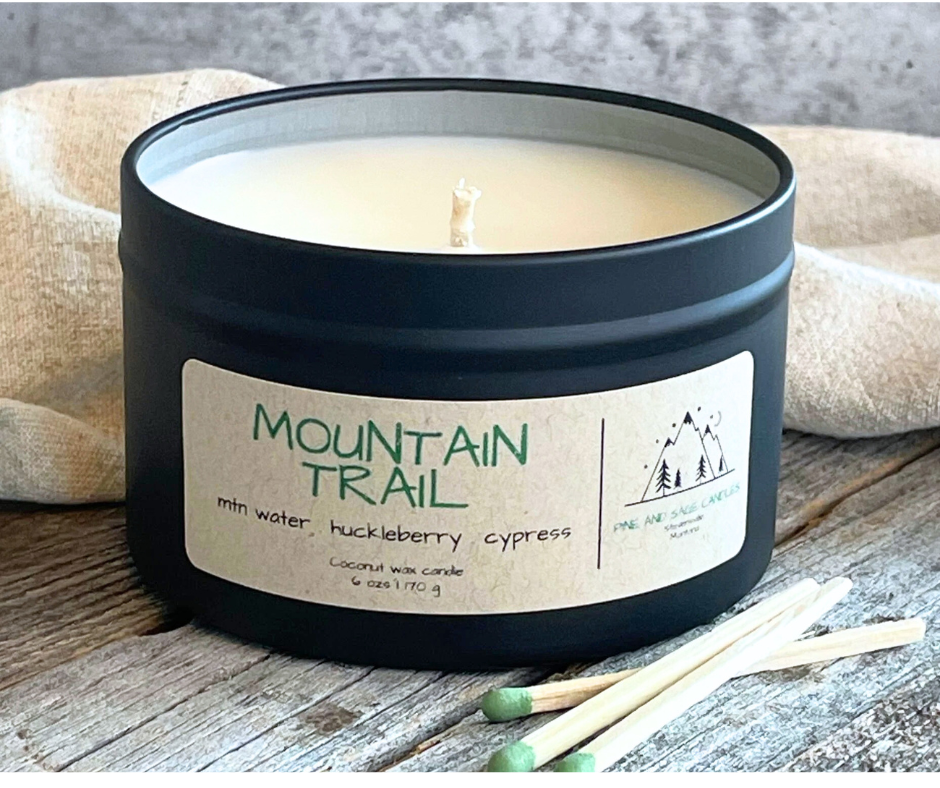 Mountain Trail - 6 oz Black Matte Candle Tin: 6 oz