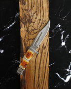 Damascus Hunting Knife Full Tang with Damascus Hilt Custom T: Burnt Bone / ML