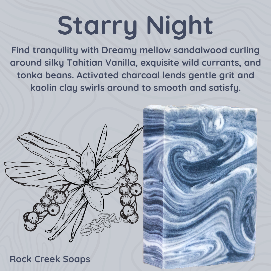 Starry Night Bar Soap: Vanilla, Sandalwood & Currants