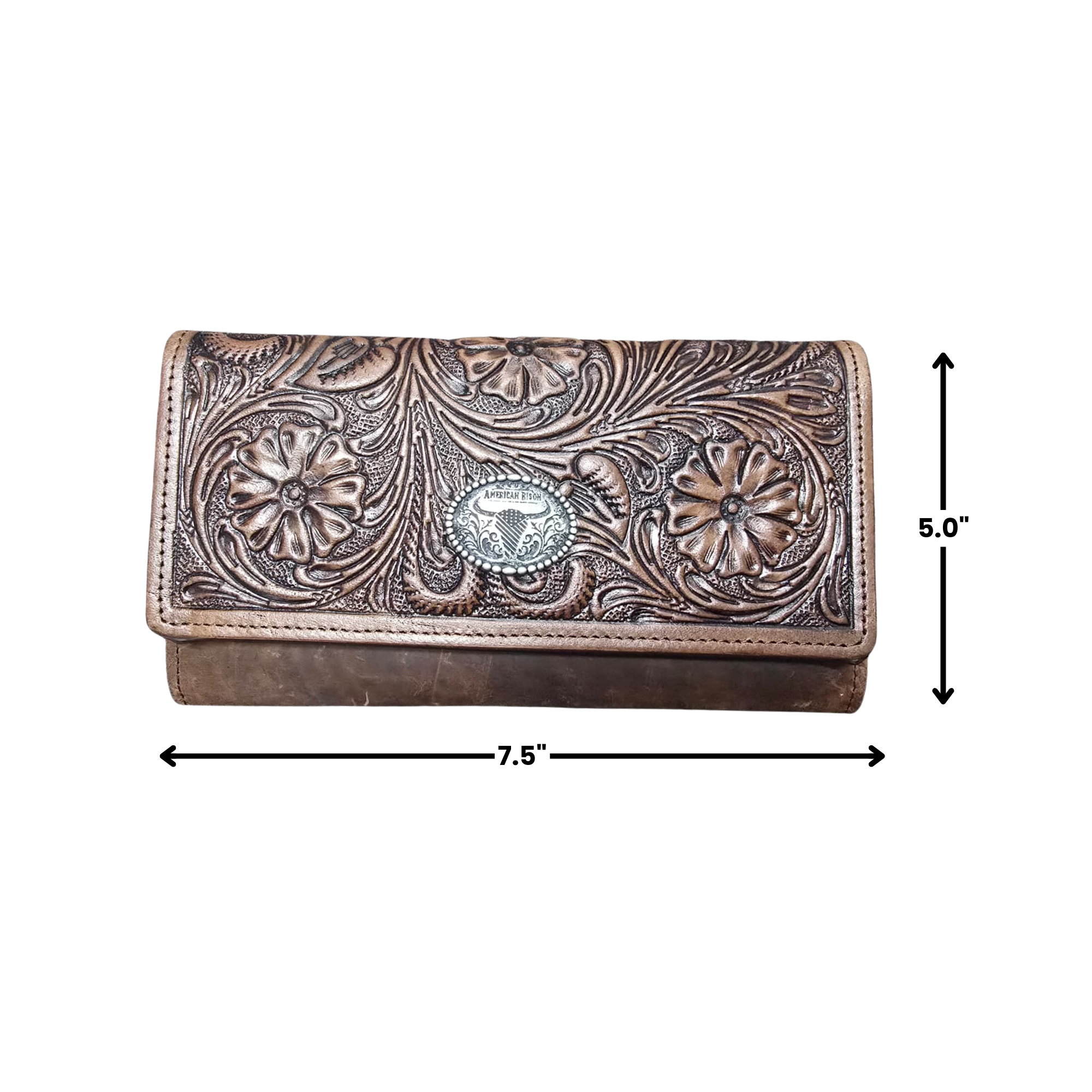 Women’s Brown Leather Wallet Floral Filigree ABLW 18-25203