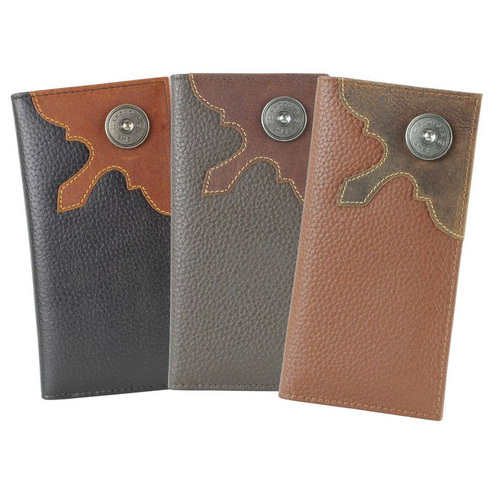 Western Cut Rodeo Wallet w/ Shotgun Shell Concho AB 1902: Tan