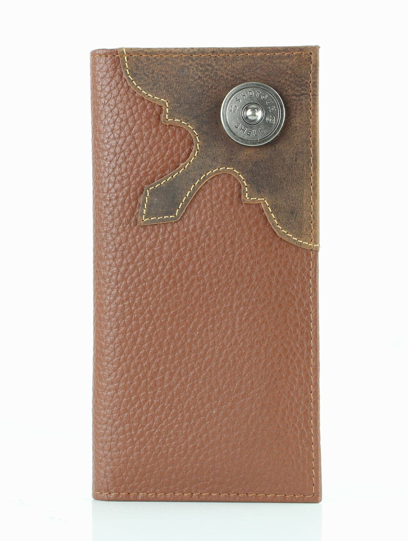 Western Cut Rodeo Wallet w/ Shotgun Shell Concho AB 1902: Tan