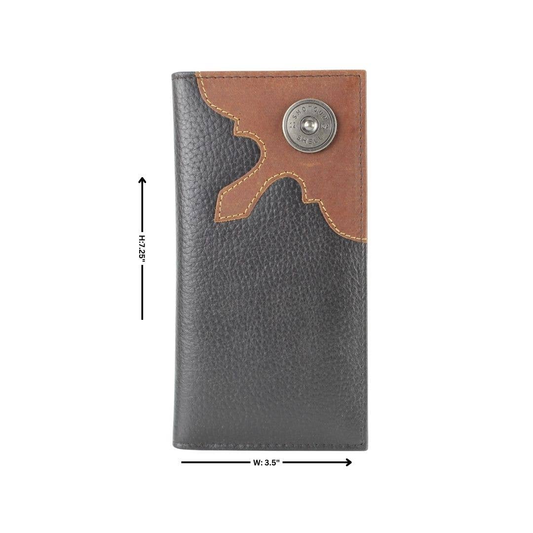 Western Cut Rodeo Wallet w/ Shotgun Shell Concho AB 1902: Tan
