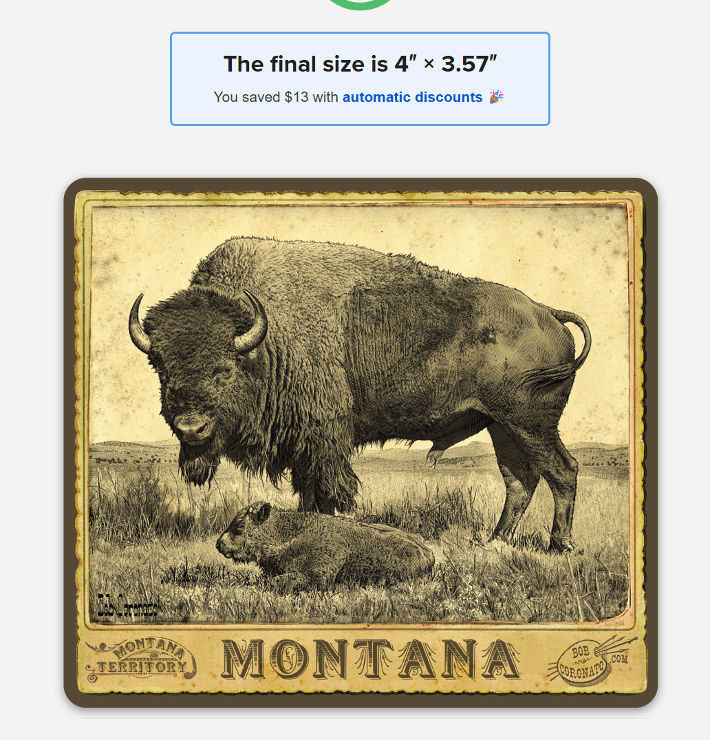 Buffalo & Calf: Montana (Sticker)-Vintage Cabinet card