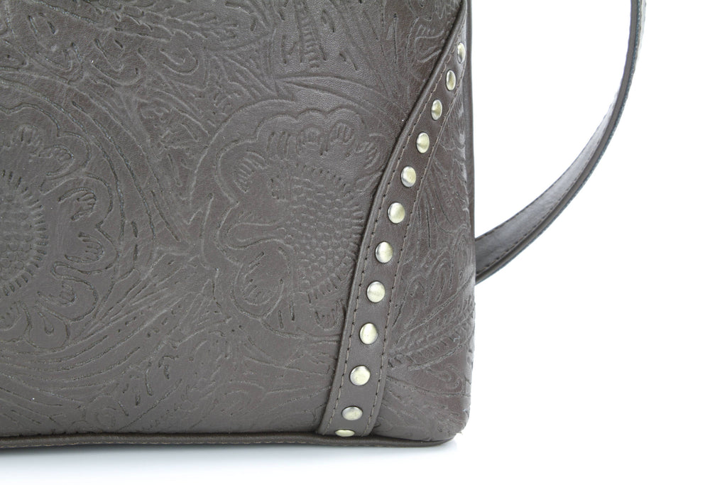 Vegan Leather Filigree Messenger with Concho RMHB 40 2504: Tan